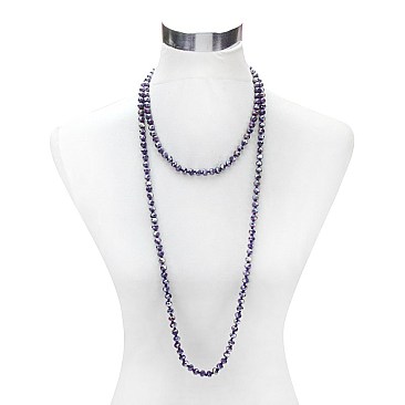 TRENDY 60IN 8MM GLASS BEAD KNOT NECKLACE SLN1709