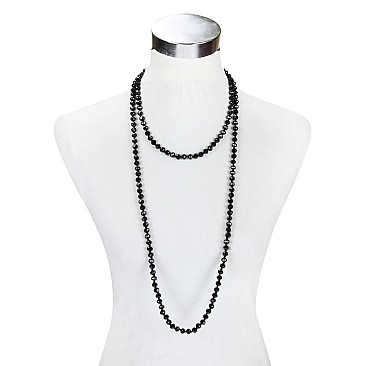 TRENDY 60IN 8MM GLASS BEAD KNOT NECKLACE SLN1709