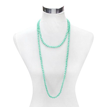 TRENDY 60IN 8MM GLASS BEAD KNOT NECKLACE SLN1709