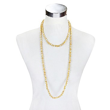 TRENDY 60IN 8MM GLASS BEAD KNOT NECKLACE SLN1709