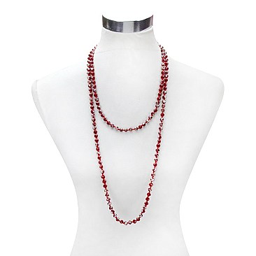 TRENDY 60IN 8MM GLASS BEAD KNOT NECKLACE SLN1709