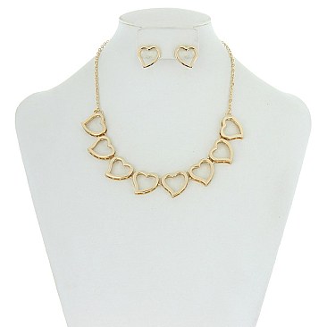 Trendy Metal Heart Necklace Set SLN1741