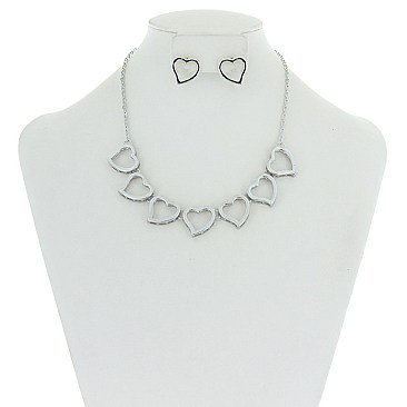 Trendy Metal Heart Necklace Set SLN1741