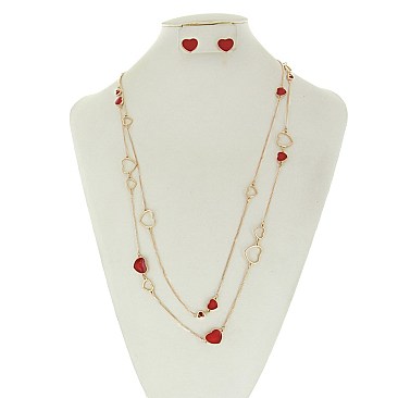 Fashionable Long Layered Heart Necklace SLN1746