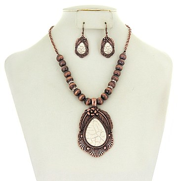 Trendy Teardrop Stone Western Theme Nk Set SLN1785