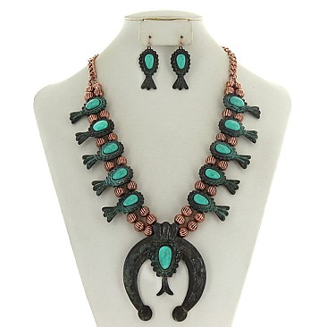 FASHIONABLE SQUASH BLOSSOM STATEMENT NECKLACE SET SLN1799