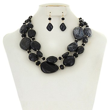 Trendy Multilayer Semi Precious Fashion Necklace Set SLN1800
