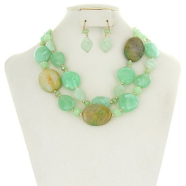 Trendy Multilayer Semi Precious Fashion Necklace Set SLN1800
