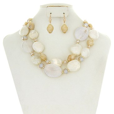 Trendy Multilayer Semi Precious Fashion Necklace Set SLN1800