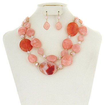 Trendy Multilayer Semi Precious Fashion Necklace Set SLN1800