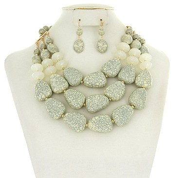 Trendy Multilayer Semi Precious Fashion Necklace Set SLN1801