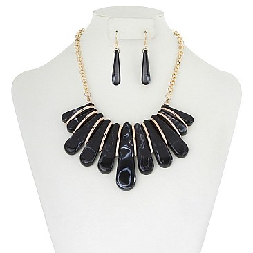 TRENDY GLASS PENDANTS CHAIN NECKLACE SET SLN1887