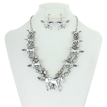 TRENDY WESTERN HORSE NECKLACE SET SLN1942