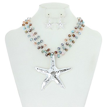 TRENDY STARFISH PENDANT NECKLACE SET SLN1943