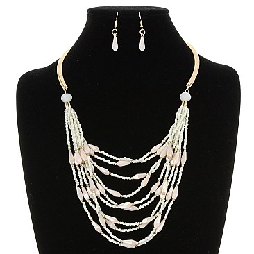 CHIC LAYERED BEADED NECKLACE SET