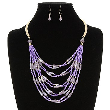 CHIC LAYERED BEADED NECKLACE SET