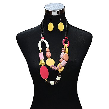 CHIC WOOD BEADED NECKLACE SET