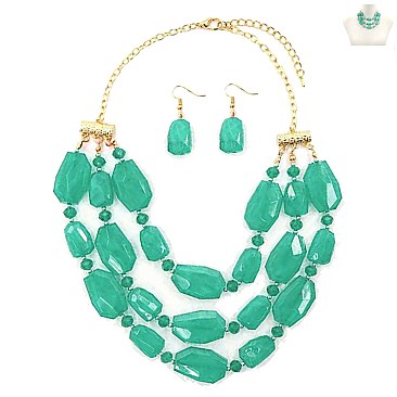 3LAYER BEADED NECKLACE SET
