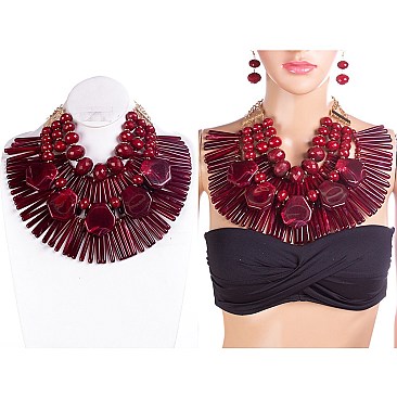 LUSH BEADS BIB NECKLACE SET