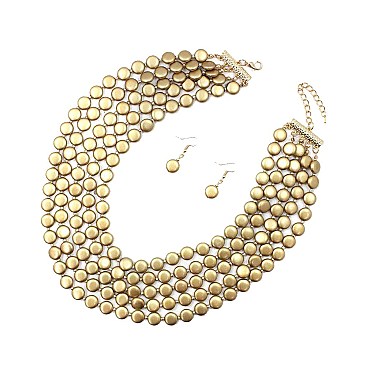 ROUND FLAT LINK NECKLACE SET