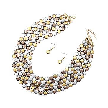 ROUND FLAT LINK NECKLACE SET