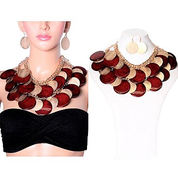 Layered Charm Discs Fashion Necklace Set