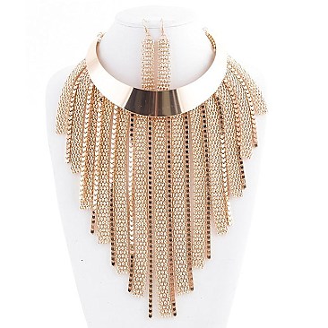 FASHION METAL DROP BIB NECKLACE SET