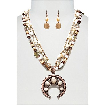 SQUASH BLOSSOM BEADED NECKLACE SET