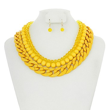 MULTI LAYER PEARL AND CHAIN NECKLACE SET