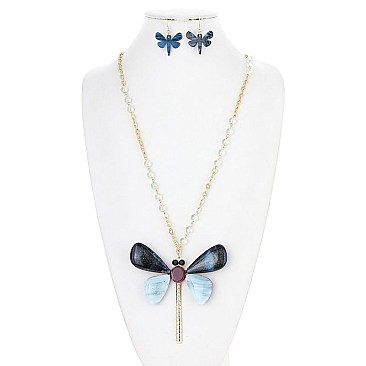 DRAGONFLY PENDANT CHARM NECKLACE SET