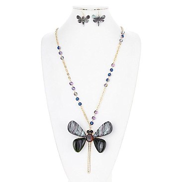 DRAGONFLY PENDANT CHARM NECKLACE SET