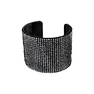 METAL CUFF BRACELET WITH RHINESTONES