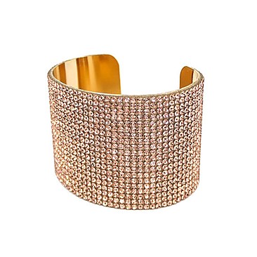 METAL CUFF BRACELET WITH RHINESTONES