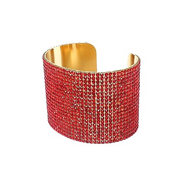 METAL CUFF BRACELET WITH RHINESTONES