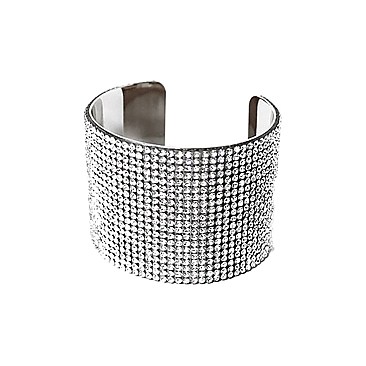 METAL CUFF BRACELET WITH RHINESTONES