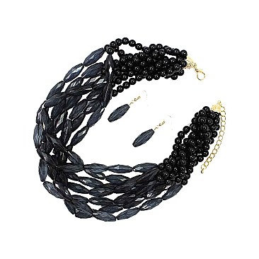 BRAIDED BEAD NECKLACE SET