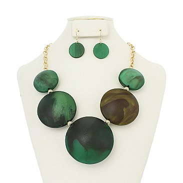 ROUND DISC FASHION NECKLACE SET
