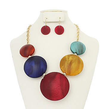 ROUND DISC FASHION NECKLACE SET