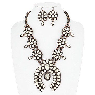 SQUASH BLOSSOM NAVAJO PEARL NECKLACE SET
