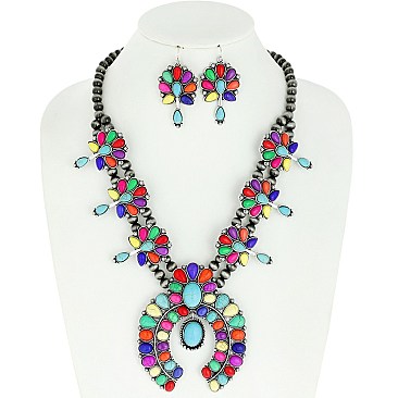 SQUASH BLOSSOM NAVAJO PEARL NECKLACE SET