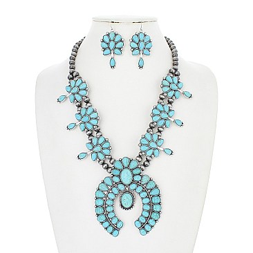 SQUASH BLOSSOM NAVAJO PEARL NECKLACE SET