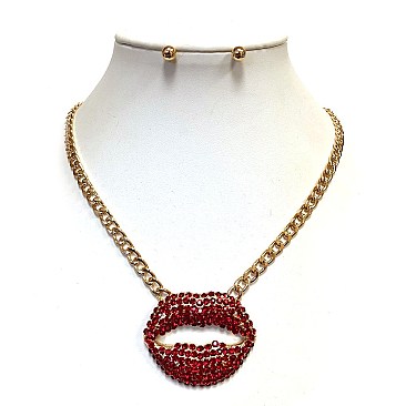 LIP RHINESTONE NECKLACE SET