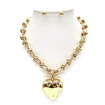 CHAIN HEART PENDANT NECKLACE SET