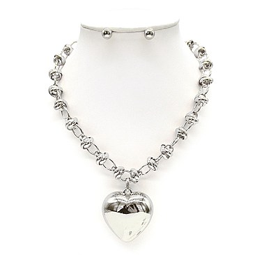 CHAIN HEART PENDANT NECKLACE SET