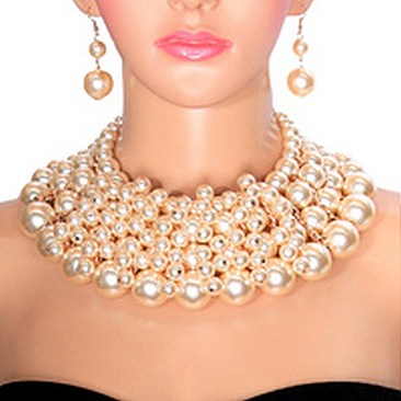 4 LINE PEARL NECKLACE SET