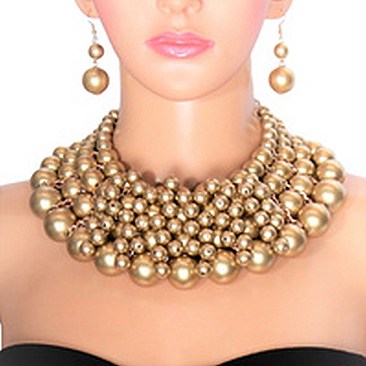 4 LINE PEARL NECKLACE SET