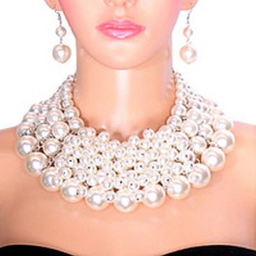 4 LINE PEARL NECKLACE SET
