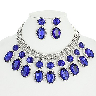 RHINESTONE STATEMENT NECKLACE SET