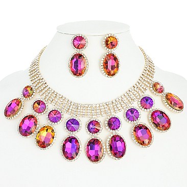 RHINESTONE STATEMENT NECKLACE SET