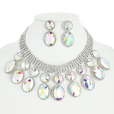 RHINESTONE STATEMENT NECKLACE SET